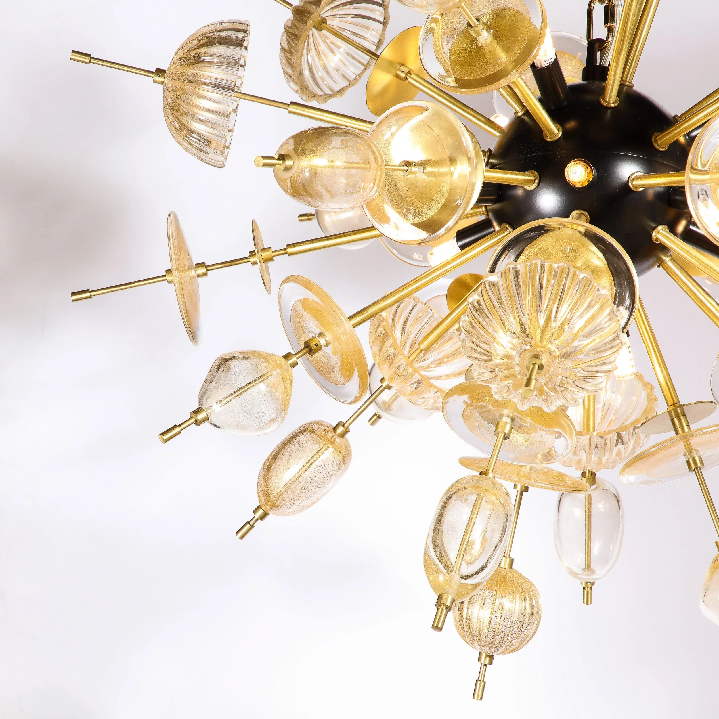 Modernist Brass & Enamel Sputnik Chandelier, Clear & Gold